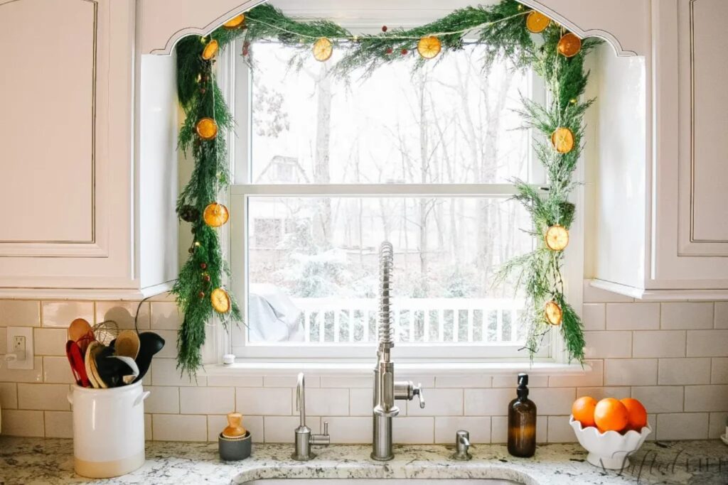 swap out trendy and unnecessary garland for natural and seasonal ones, like this orange slice garland.