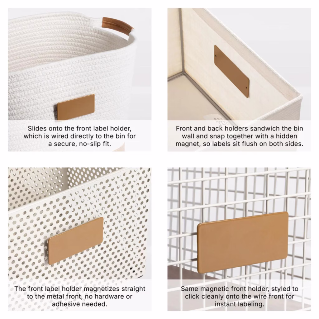 magnetic labels make labelling metal mesh bins easy